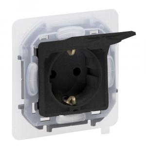 Розетка 2К+З IP 44 с откидной крышкой и шторками - немецкий стандарт - 16 А - 250 В Антрацит Legrand INSPIRIA