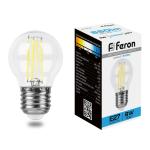 Лампа сд Е27 G45  9W 6400К филамент шар прозрач.LB-509 Feron