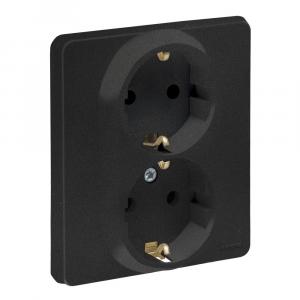Розетка 2 x 2К+З - немецкий стандарт - 16 А - 250 В Антрацит Legrand INSPIRIA