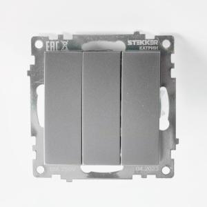 Выключатель 3-кл 10А С/У Серебро Катрин