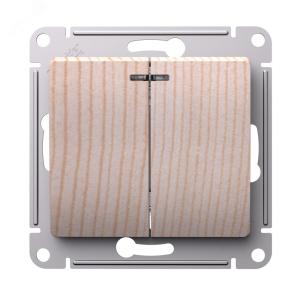 Выключатель 2-кл 10А С/У с индикатором Сосна Glossa