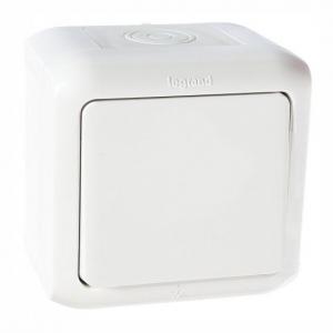 Переключатель 1-клавишный IP44 10А белый Legrand Quteo