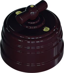 Выключатель пластиковый поворотный на четыре положения (2-х клавишный), цвет - коричневый, УСАДЬБА