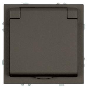Розетка 1-м 16А С/У З/К со шторками с крышкой IP42 Антрацит Эмили