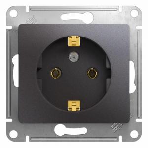 Розетка 1-м 16А С/У З/К Графит Glossa