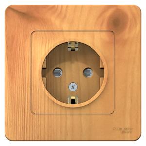 Розетка 1-м 16А С/У З/К со шторками Ясень Blanca