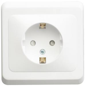 Розетка 1-м 16А С/У З/К со шторками Белый Etude