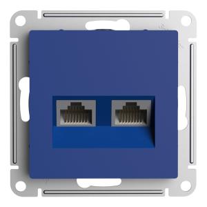 Розетка RJ45+RJ45 кат.5Е С/У Аквамарин AtlasDesign