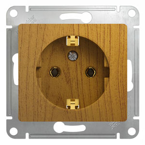 Розетка 1-м 16А С/У З/К Дуб Glossa