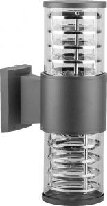 Светильник садово-парковый «Техно» (НБУ)  DH0802 2*60W, 2*E27, 230V, IP54, цвет серый, на стену , 175*108*320мм Feron
