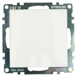 Розетка 1-м 16А С/У З/К со шторками с крышкой IP20 Белый Катрин