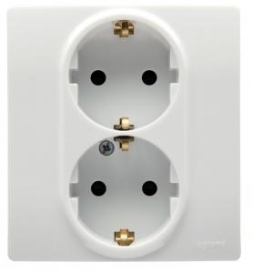 Двойная розетка с/з, винт. клем. Белый Legrand Etika