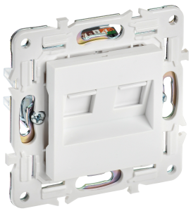 Розетка RJ45+RJ45 кат.6 С/У Арктический белый Skandy