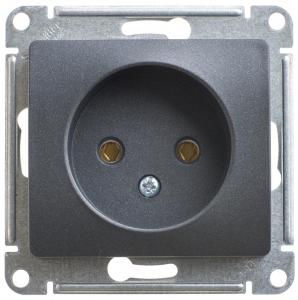 Розетка 1-м 16А С/У Антрацит Glossa