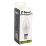 Лампа сд Е14 C35 15W 4000K  филамент свеча  матов. LB-717 Feron