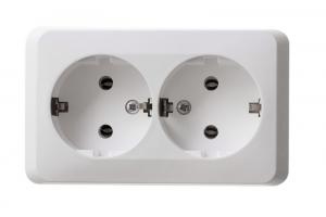 Розетка 2-м 16А О/У З/К Белый Etude