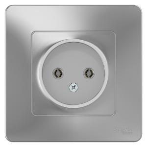 Розетка 1-м 16А С/У Алюминий Blanca