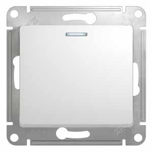 Выключатель 1-кл 10А С/У с индикатором Белый Glossa