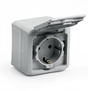 Розетка с/з с шт IP44 Серый Legrand Quteo