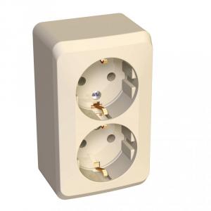 Розетка 2-м 16А О/У З/К Кремовый Etude