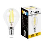 Лампа светодиодная филамент FERON LB-509, G45 (шар малый), 9W 230V E14 4000К (белый), рассеиватель прозрачный 860Lm, угол рассеивания 270°, 75*45мм