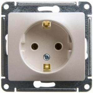 Розетка 1-м 16А С/У З/К Молочный Glossa