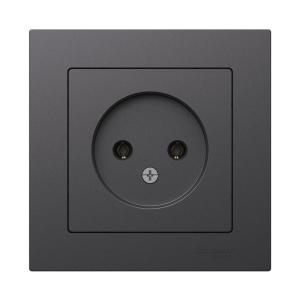 Розетка 1-м 16А С/У в сборе с рамкой Базальт AtlasDesign