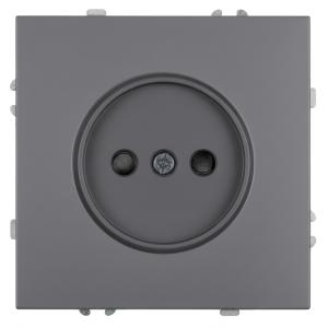Розетка 1-м 16А С/У Самозажимные клеммы со шторками Платиново-серый Эмили