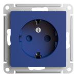 Розетка 1-м 16А С/У З/К со шторками Аквамарин AtlasDesign