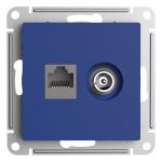 Розетка TV антенна + RJ45 кат.5E С/У Аквамарин AtlasDesign