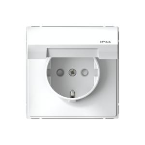 Розетка 1-м 16А С/У З/К со шторками с крышкой IP44 Белая ArtGallery Aqua