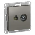 Розетка TV антенна + RJ45 кат.5E С/У Сталь AtlasDesign