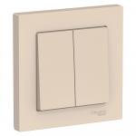 Выключатель 2-кл 10А С/У в сборе с рамкой Бежевый AtlasDesign