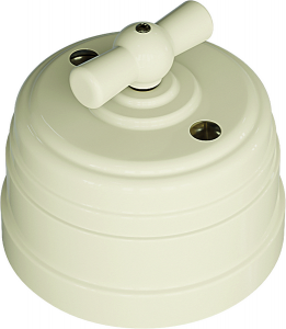 Выключатель пластиковый поворотный на два положения, для включения из 2-х мест (1-клавишный проходной), цвет - слоновая кость, УСАДЬБА