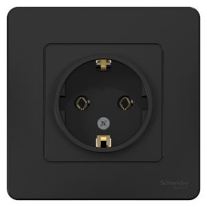 Розетка 1-м 16А С/У З/К Антрацит Blanca