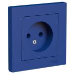 Розетка 1-м 16А С/У в сборе с рамкой Аквамарин AtlasDesign