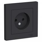 Розетка 1-м 16А С/У в сборе с рамкой Карбон AtlasDesign