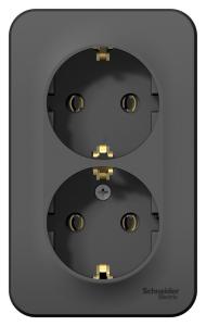 Розетка 2-м 16А О/У З/К изолирующая пластина Антрацит Blanca