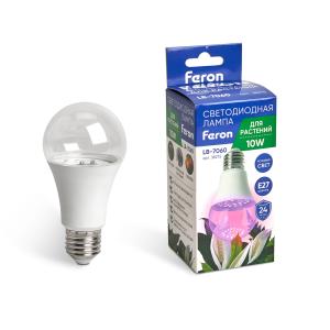 Лампа сд для растений А60 LB-7060 E27 10W красно-синий спектр Feron