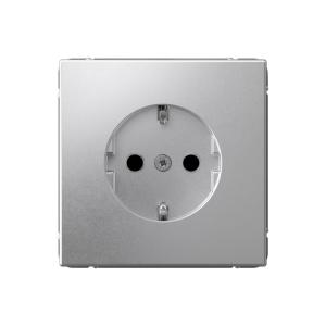 Розетка 1-м 16А С/У З/К со шторками Алюминий ArtGallery