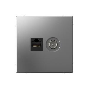 Розетка TV антенна + RJ45 кат.5E С/У Сталь ArtGallery