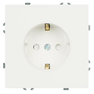 Розетка 1-м 16А С/У З/К Самозажимные клеммы со шторками Белый фарфор Эмили