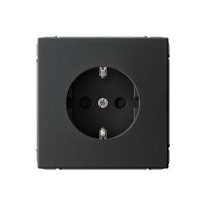 Розетка 1-м 16А С/У З/К со шторками Карбон ArtGallery