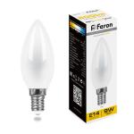Лампа сд Е14 C35 9W 2700K филамент свеча  матов. LB-73 Feron