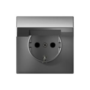 Розетка 1-м 16А С/У З/К со штор. с крышкой IP20 Сталь ArtGallery
