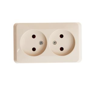 Розетка 2-м 16А О/У Кремовый Etude