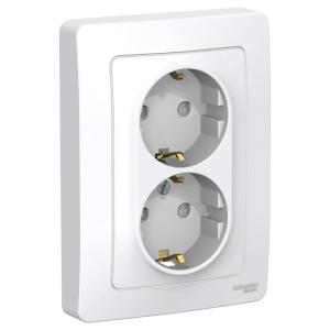 Розетка 2-м 16А С/У З/К со шторками Белый Blanca
