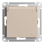 Розетка 1-м 16А С/У З/К со штор. с крышкой IP20 Песочный AtlasDesign