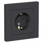 Розетка 1-м 16А С/У З/К со штор.в сборе с рамкой КАРБОН AtlasDesign
