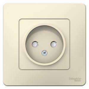 Розетка 1-м 16А С/У со шторками Молочный Blanca